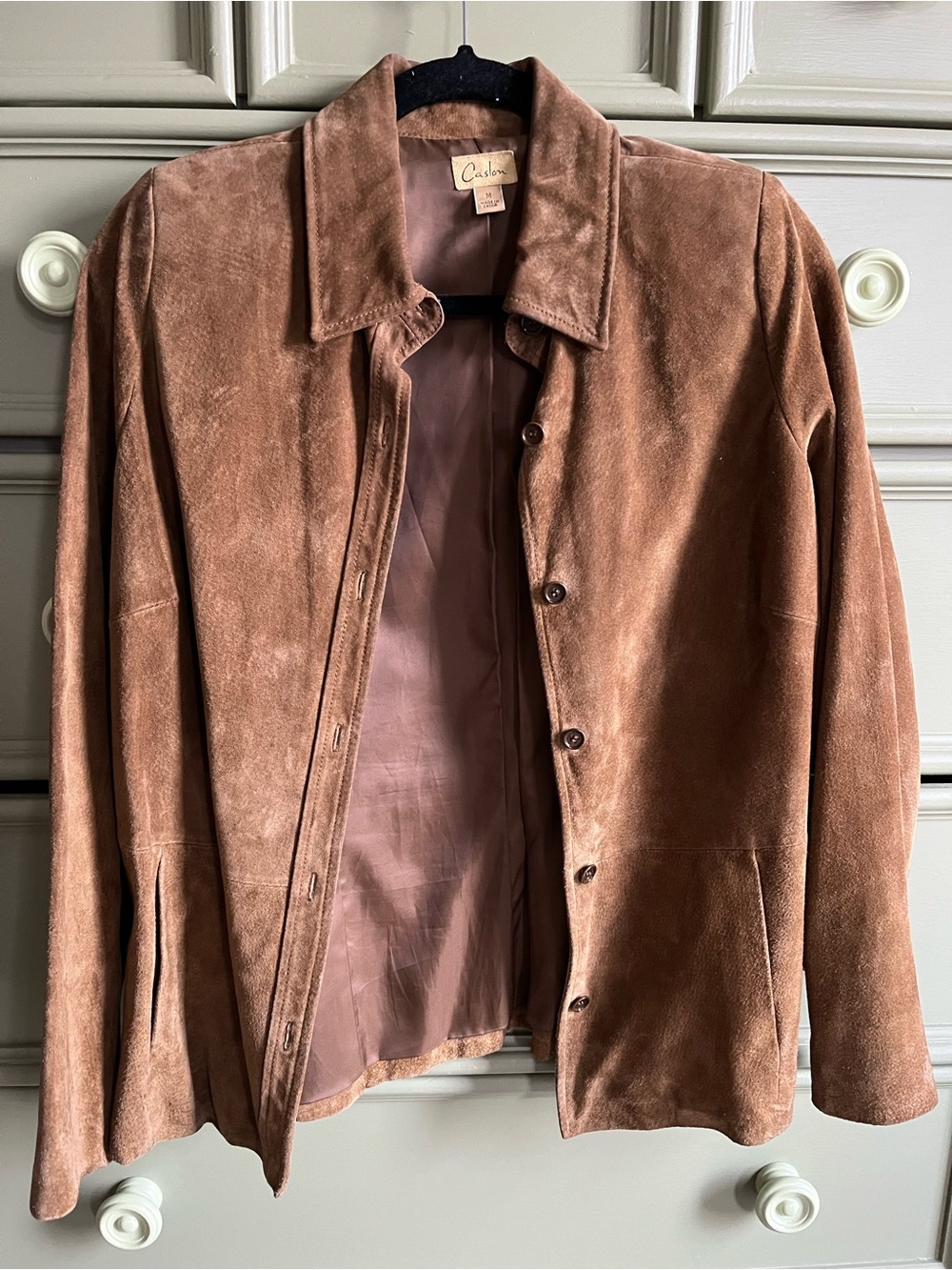 Caslon Brown Suede Button-Front Jacket